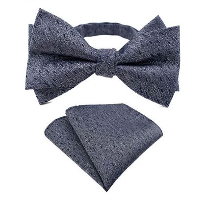 Blue Pattern Bow Tie & Handkerchief — Bow Ties available at the Sacramento studio