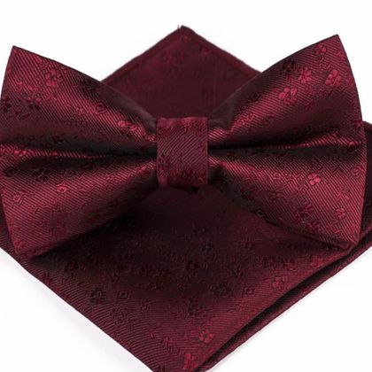 Dark Red Satin Bow Tie & Handkerchief — Bow Ties available at the Sacramento studio