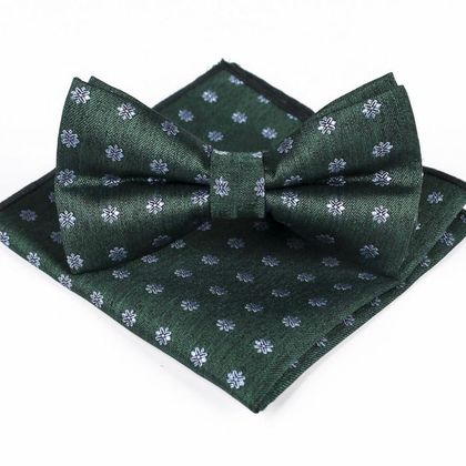 Green Flower Bow Tie & Handkerchief — Bow Ties available at the Sacramento studio