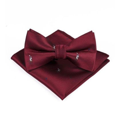 Red Design Satin Bow Tie & Handkerchief — Bow Ties available at the Sacramento studio