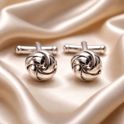 All Silver Ball Shape Cufflink — Cufflinks available at the Sacramento studio