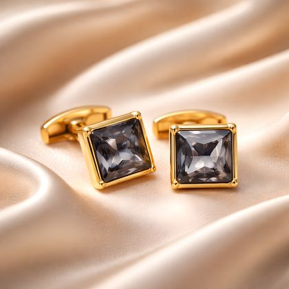 Gold Outer Cufflink With Black Diamond — Cufflinks available at the Sacramento studio