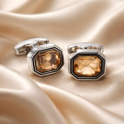 Hexagon Gold Inner Jewel Cufflink — Cufflinks available at the Sacramento studio