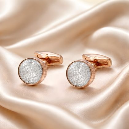 Rose Gold With White Silver Cufflink — Cufflinks available at the Sacramento studio
