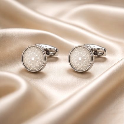 Silver Circle Statement Cufflink — Cufflinks available at the Sacramento studio