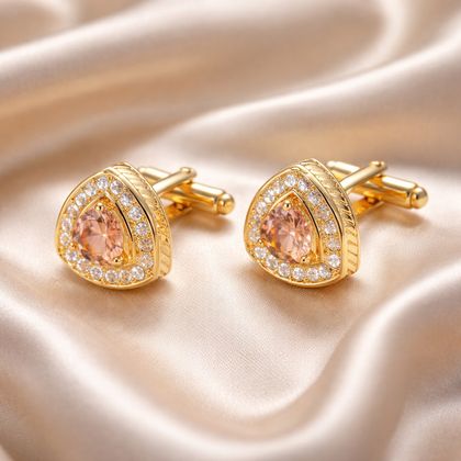 Triangular Gold Cufflink With Diamond — Cufflinks available at the Sacramento studio