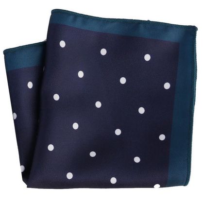 Navy Polka Dot With Teal Pocket Square — Pocket Squares available at the Sacramento studio