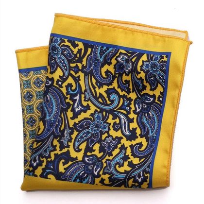 Yellow With Blue Paisley Pocket Square — Pocket Squares available at the Sacramento studio