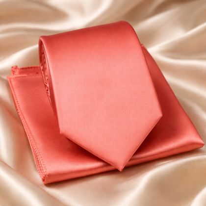 Coral Peach Tie & Pocket Square Set — Ties available at the Sacramento studio