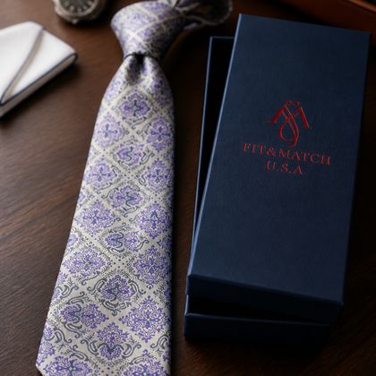 Lavender Royal Medallion Tie — Ties available at the Sacramento studio