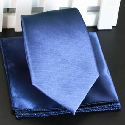 Navy Steel Tie & Pocket Square Set — Ties available at the Sacramento studio