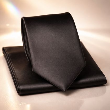Onyx Black Tie & Pocket Square Set — Ties available at the Sacramento studio