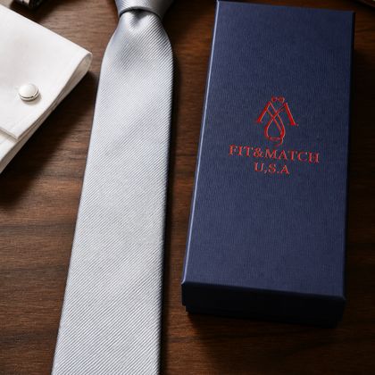 Silver Prestige Satin Tie — Ties available at the Sacramento studio
